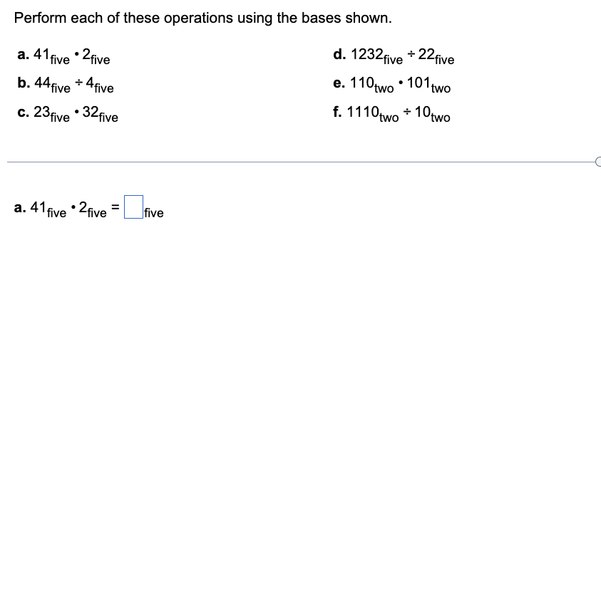 Solved Perform Each Of These Operations Using The Bases | Chegg.com