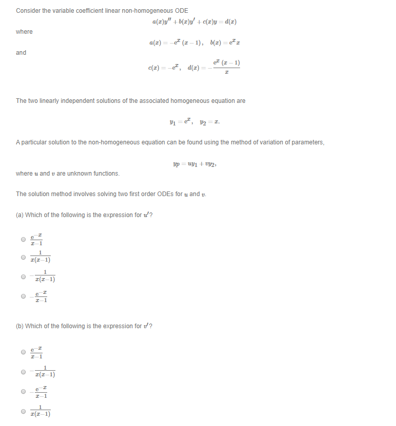 Solved Consider the variable coefficient linear | Chegg.com