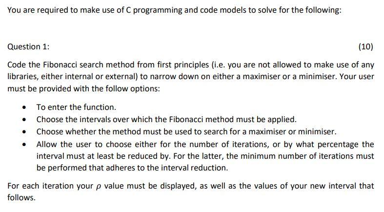 Solved You are required to make use of C programming and | Chegg.com