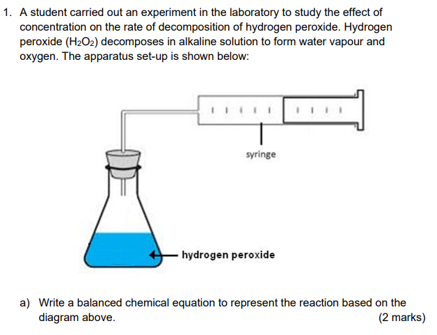 Solved 1. A student carried out an experiment in the | Chegg.com