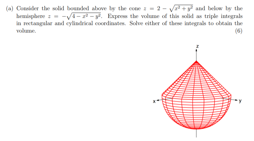 Solved (a) Consider the solid bounded above by the cone 2-V | Chegg.com