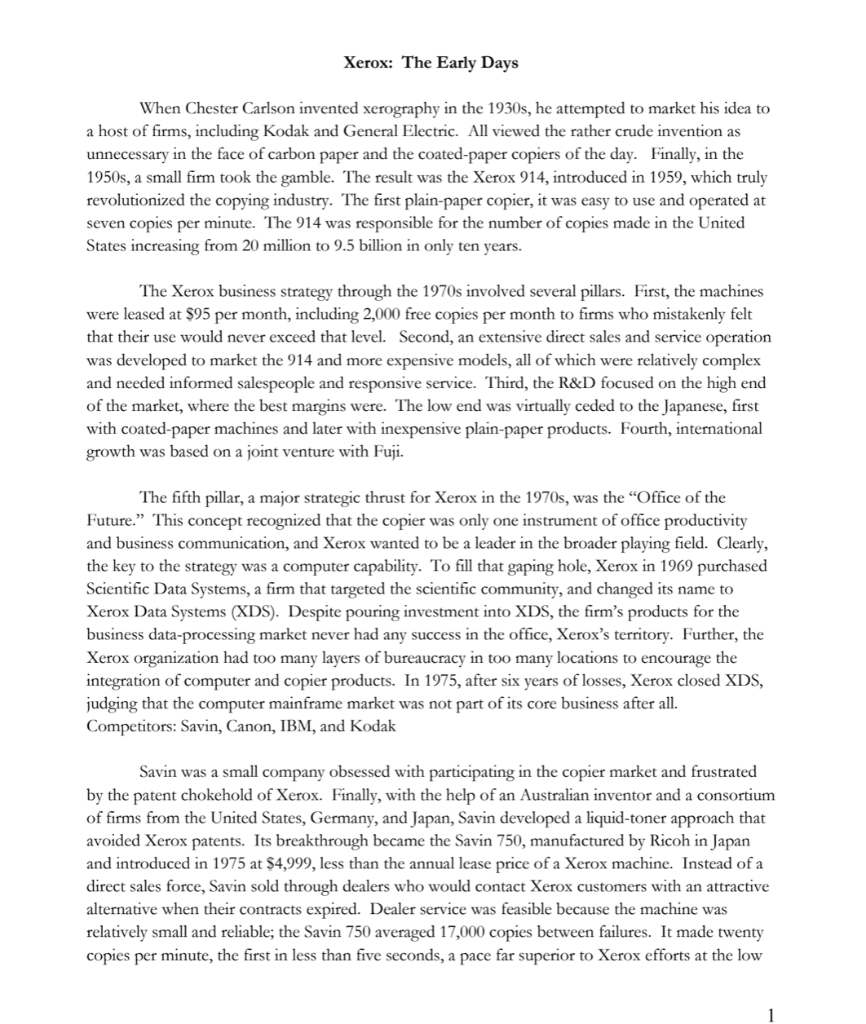 Solved Xerox The Early Days When Chester Carlson invented