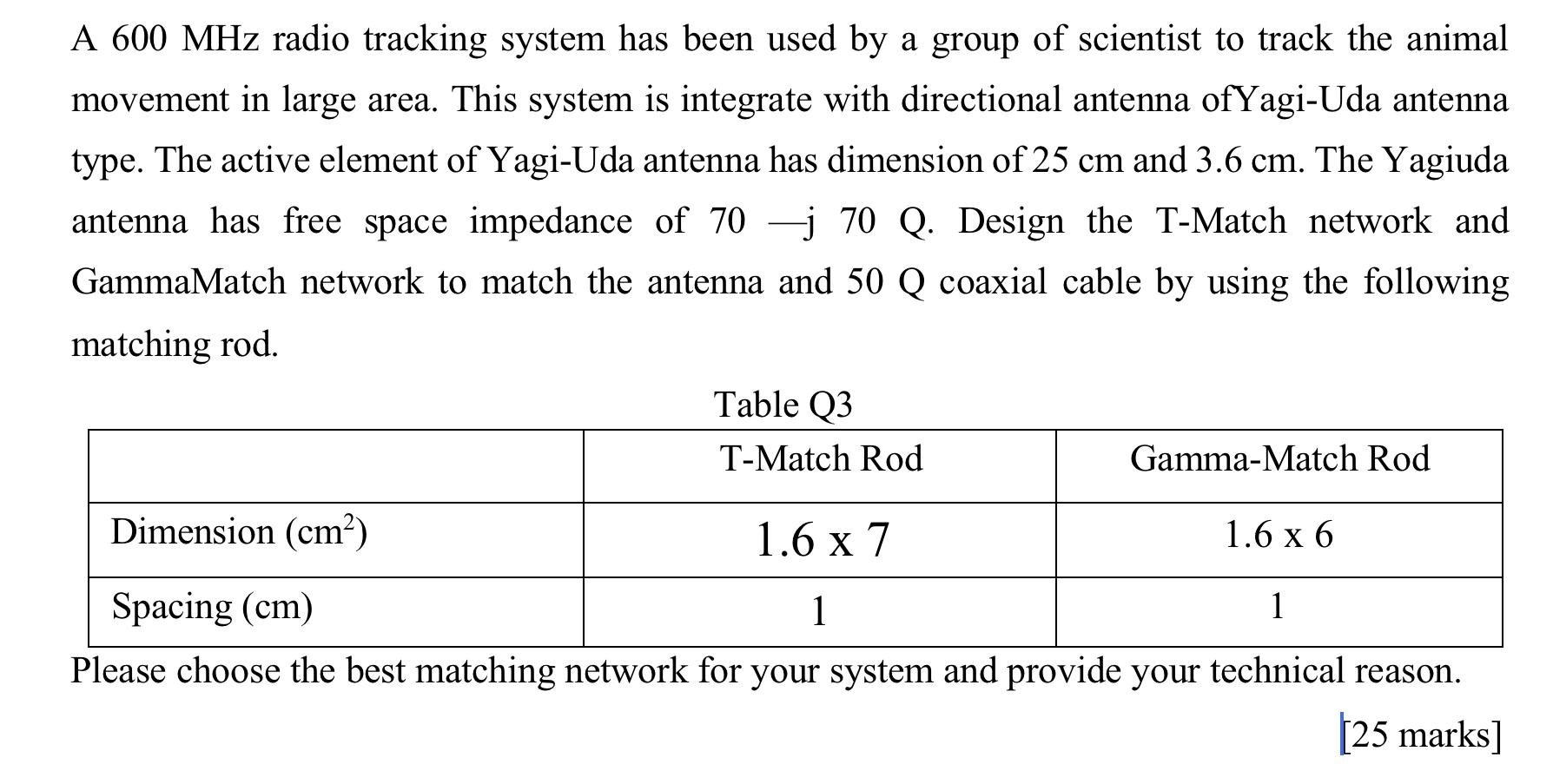 A 600 MHz radio tracking system has been used by a | Chegg.com