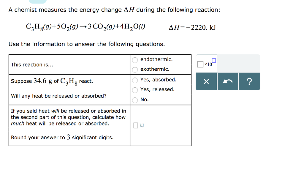Solved A chemist measures the energy change AH during the