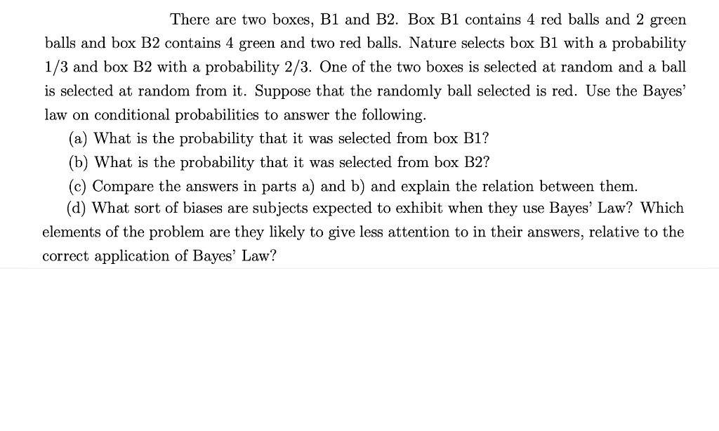 Solved There Are Two Boxes, B1 And B2. Box B1 Contains 4 Red | Chegg.com