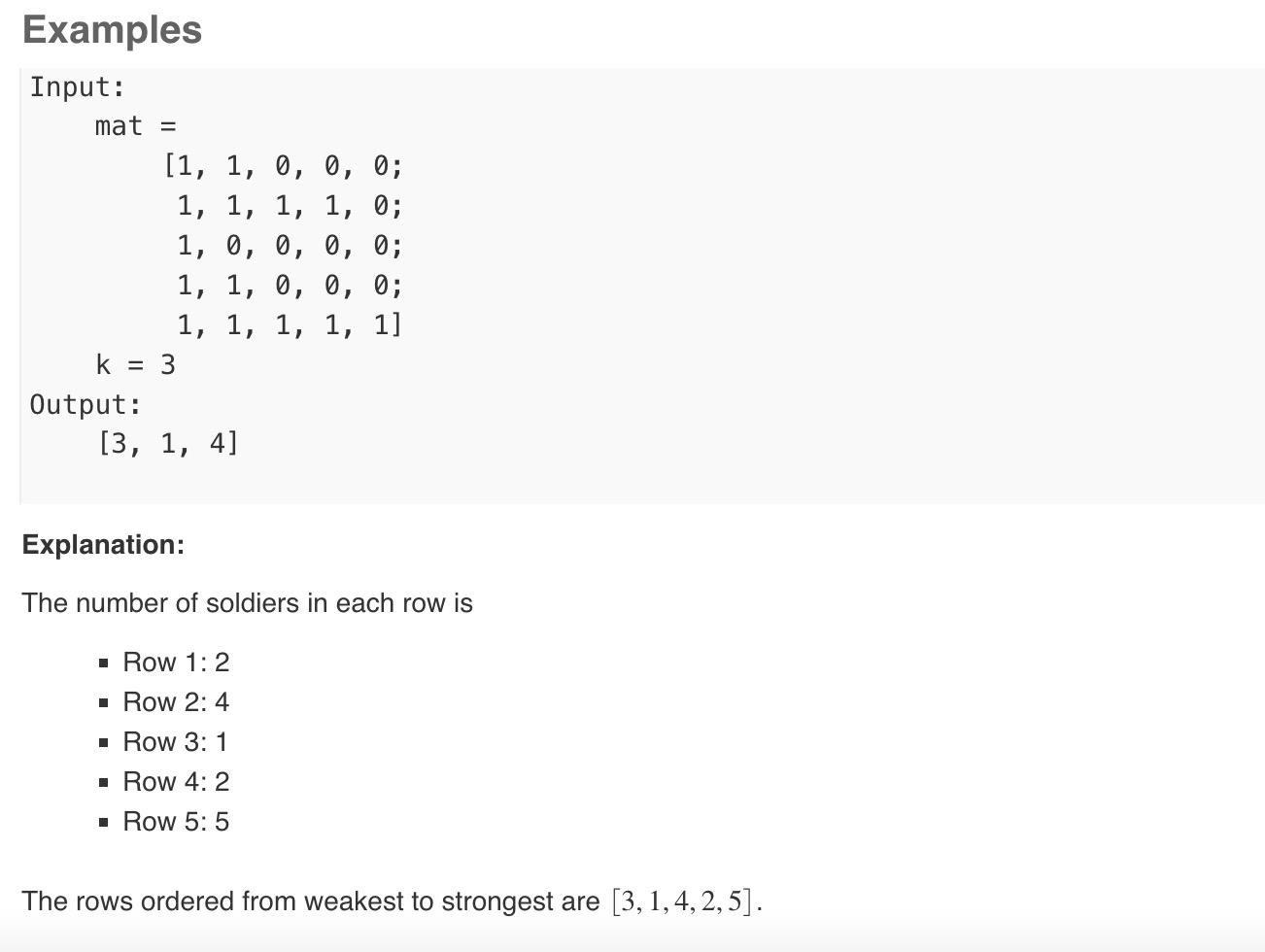 Solved Lab 6-3 The K Weakest Rows in a Matrix Details You | Chegg.com