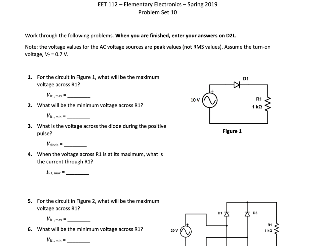 Solved EET 112-Elementary Electronics-Spring 2019 Problem | Chegg.com