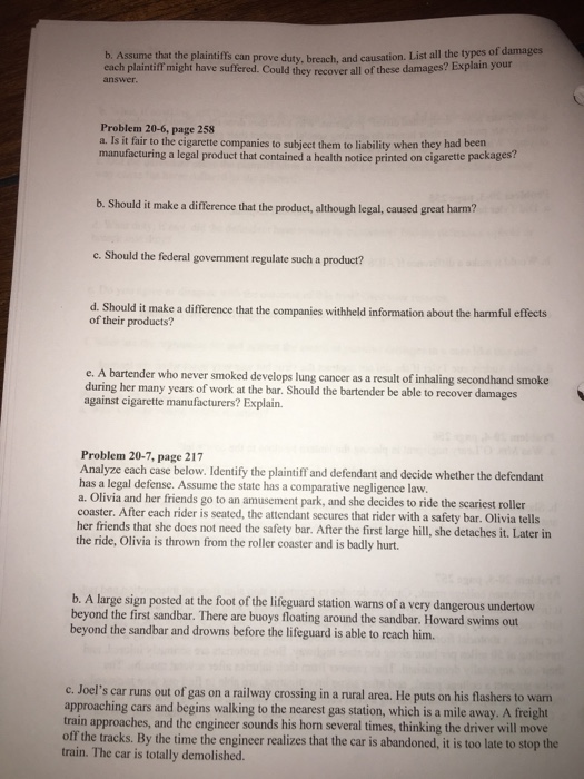 Solved b. Assume that the plaintiffs can prove duty, breach,