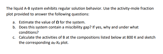 Solved The Liquid A-B System Exhibits Regular Solution | Chegg.com