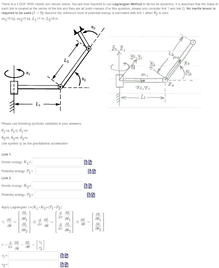 Solved There is a 3 DOF RRR robotic arm shown below. You are | Chegg.com