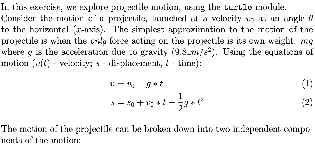 Solved In this exercise, we explore projectile motion, using | Chegg.com