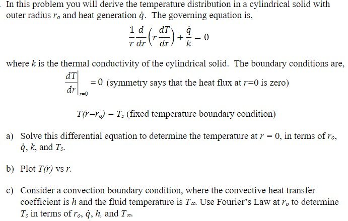 Solved In this problem you will derive the temperature | Chegg.com