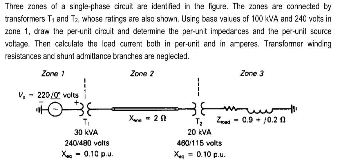 Solved Three zones of a singlephase circuit are identified