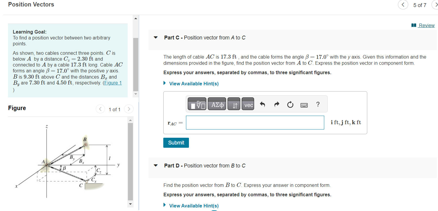 Solved Learning Goal: To find a position vector between two | Chegg.com