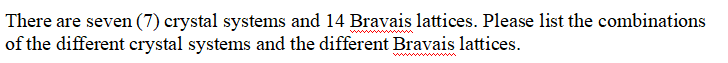 Solved There are seven (7) crystal systems and 14 Bravais | Chegg.com