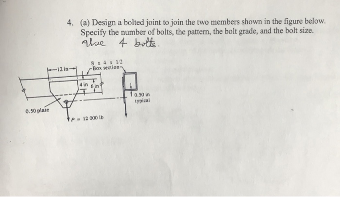 Solved 4. (a) Design A Bolted Joint To Join The Two Members | Chegg.com