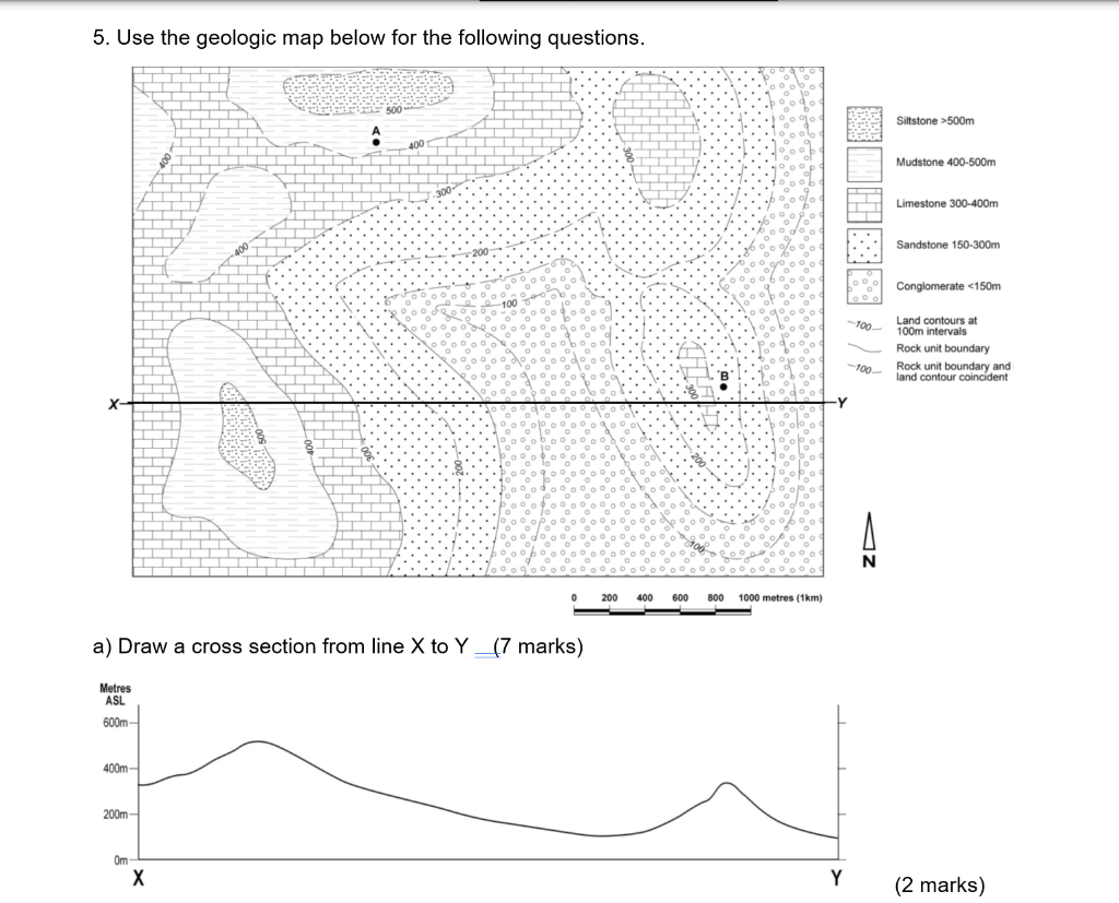 Solved 5. Use the geologic map below for the following | Chegg.com