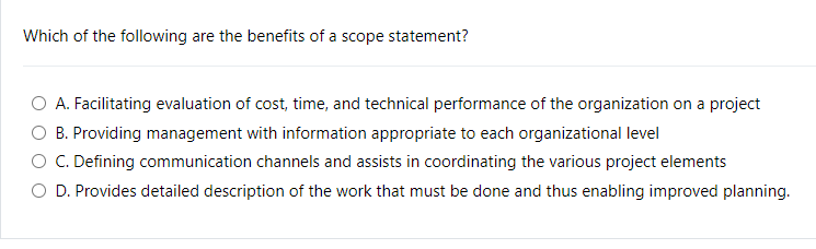 Solved Which Of The Following Are The Benefits Of A Scope | Chegg.com