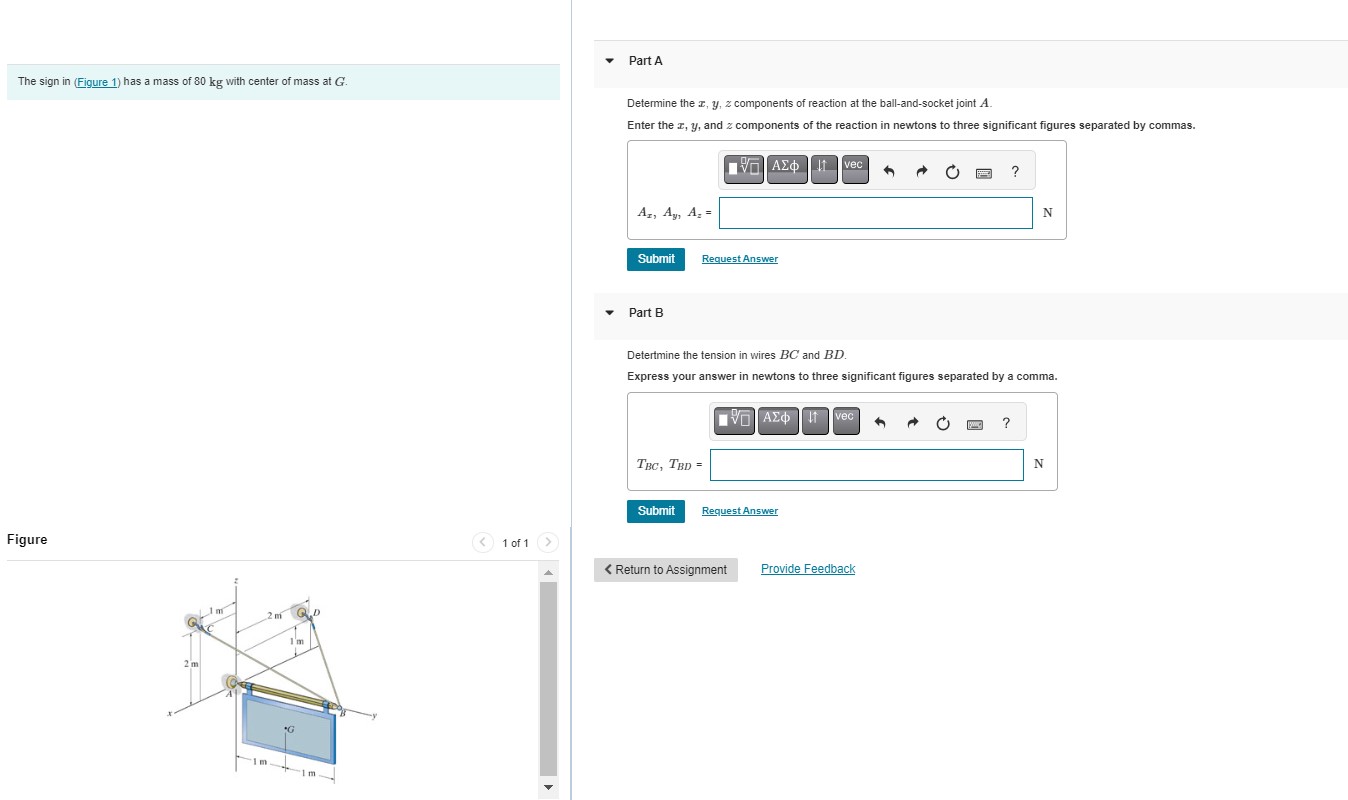 Solved The sign in (Figure 1) has a mass of 80 kg with | Chegg.com