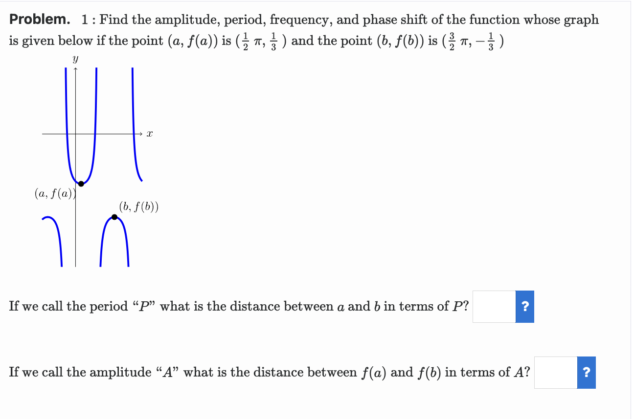 Solved Problem. 1: Find The Amplitude, Period, Frequency, | Chegg.com