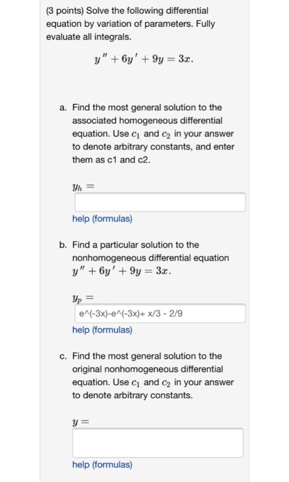 Solved (3 points) Solve the following differential equation | Chegg.com