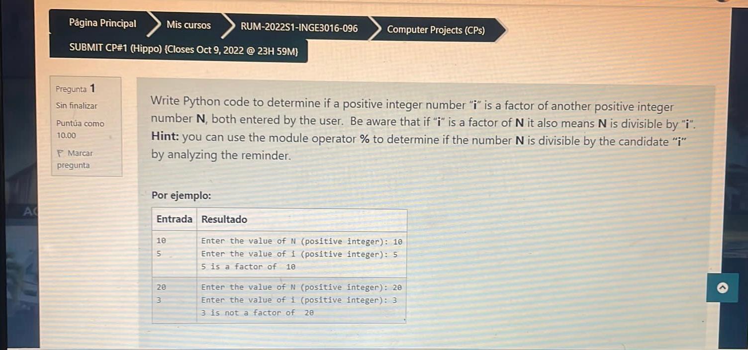 Solved Write Python code to determine if a positive integer | Chegg.com