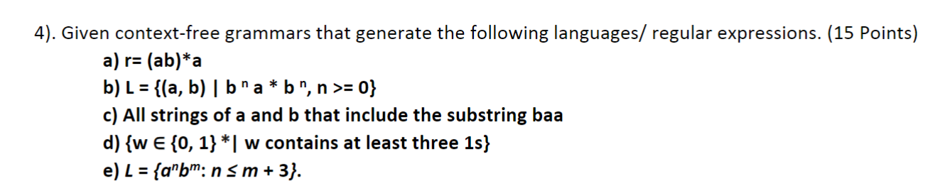 Solved 4). Given Context-free Grammars That Generate The | Chegg.com