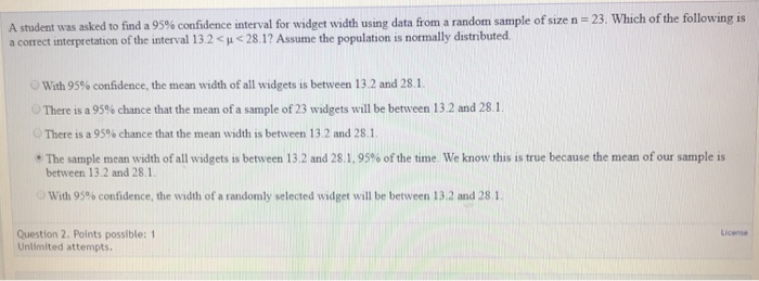 Solved A student was asked to find a 95% confidence nterval | Chegg.com