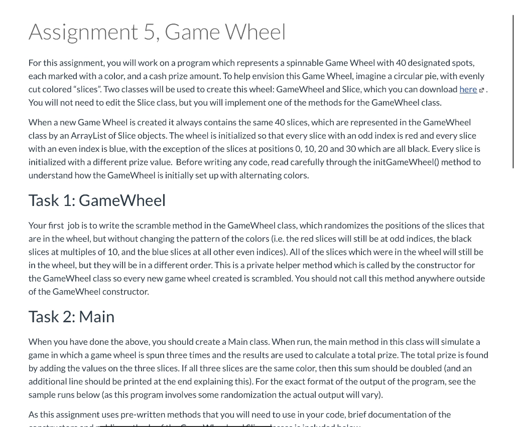 assignment 7 game wheel