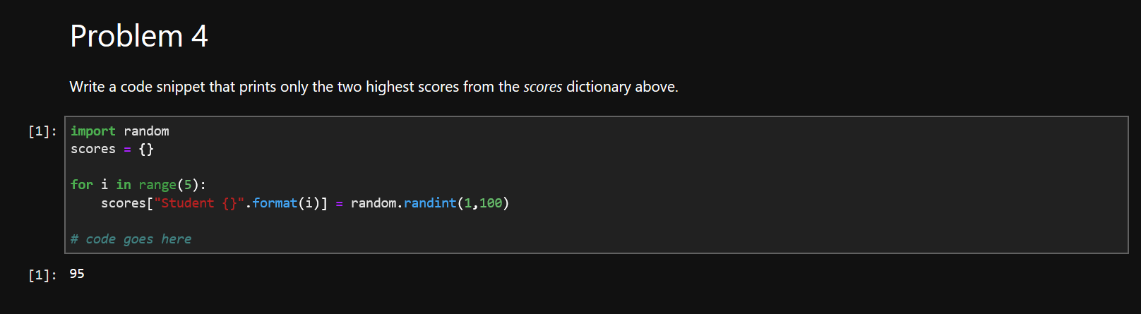 Solved Problem 4 Write a code snippet that prints only the | Chegg.com