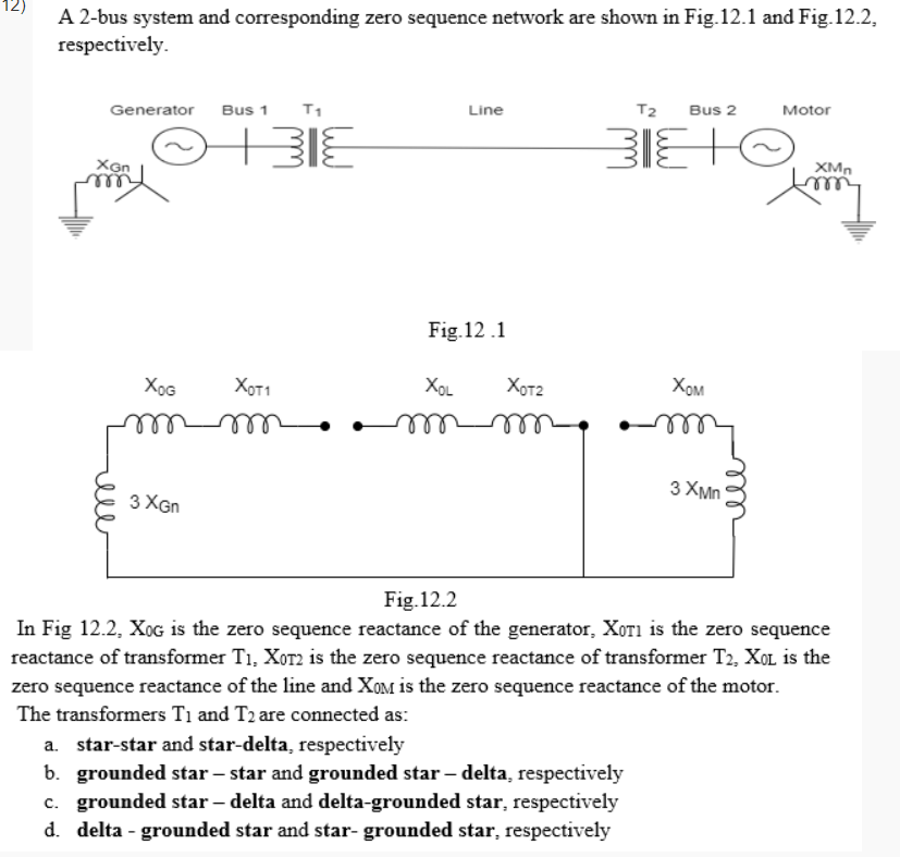 Solved A 2bus system and corresponding zero sequence