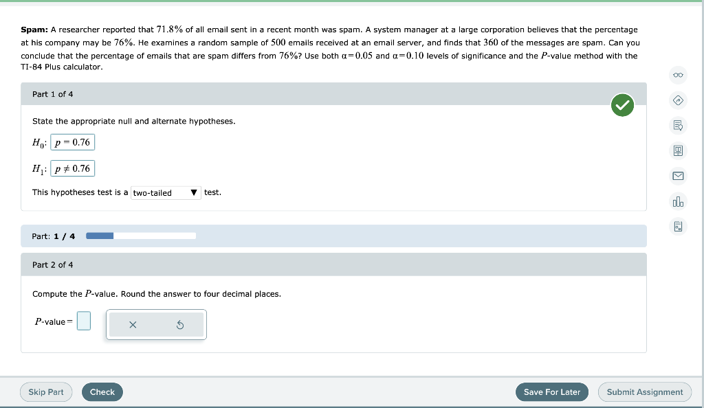 Solved Spam A researcher reported that 71.8 of all email