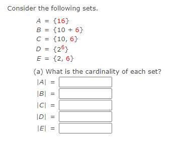 Solved Consider The Following Sets. | Chegg.com