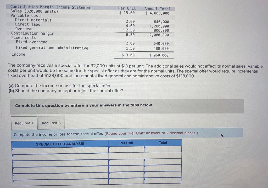 Solved The Company Receives A Special Offer For 32,000 Units | Chegg.com