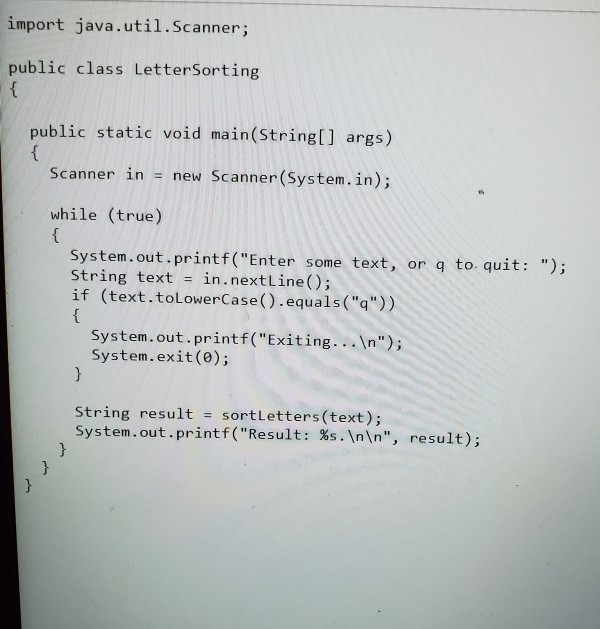 Solved File LetterSorting java contains an incomplete | Chegg.com