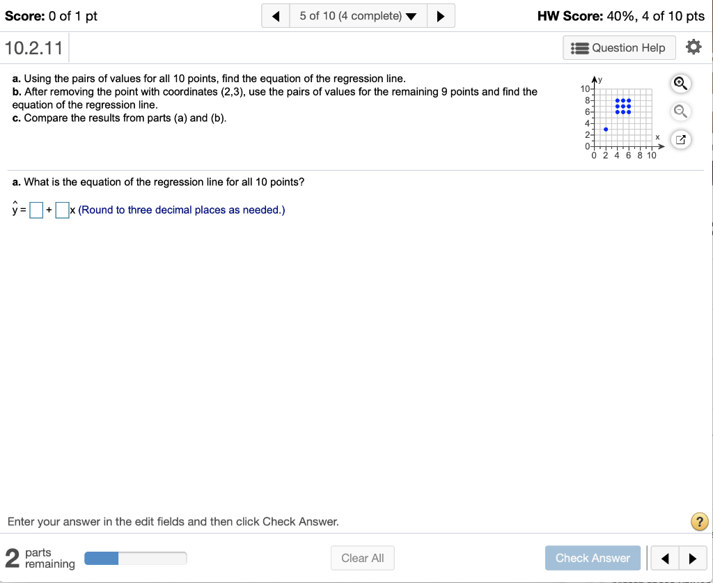 Solved Score: 0 of 1 pt 5 of 10 (4 complete) HW Score: 40%, | Chegg.com
