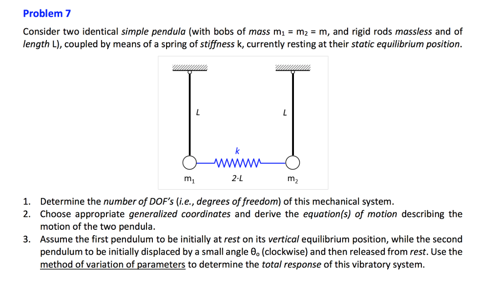 Solved Problem 7 Consider two identical simple pendula (with | Chegg.com