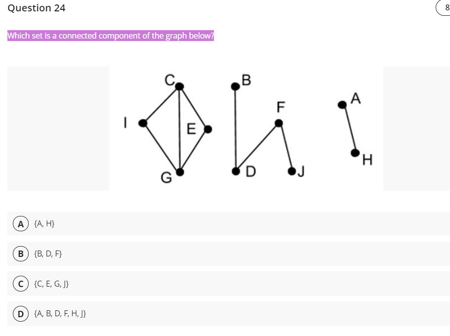 Solved Question 24 Which Set Is A Connected Component Of Chegg Com