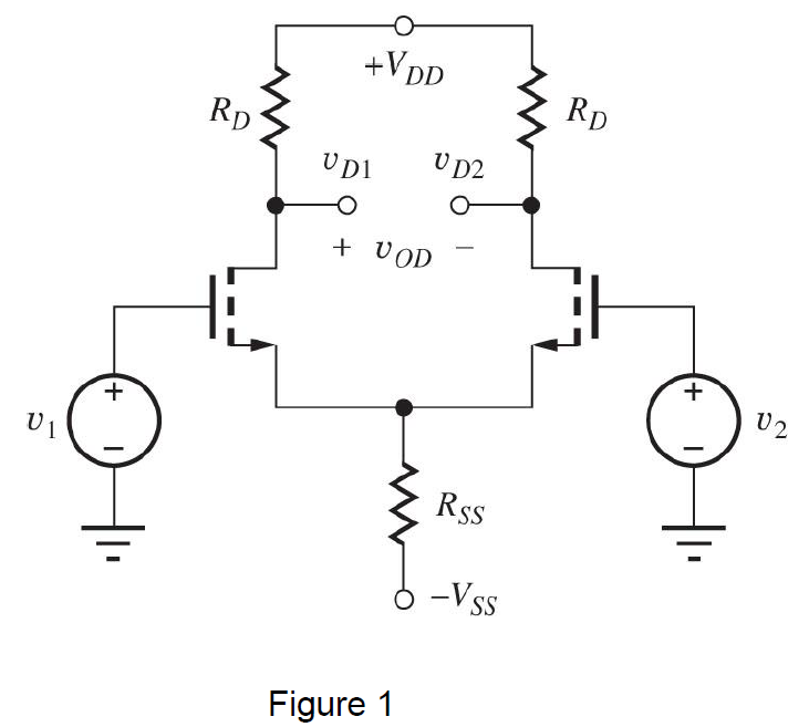Solved Design a differential amplifier as shown in Figure 1. | Chegg.com