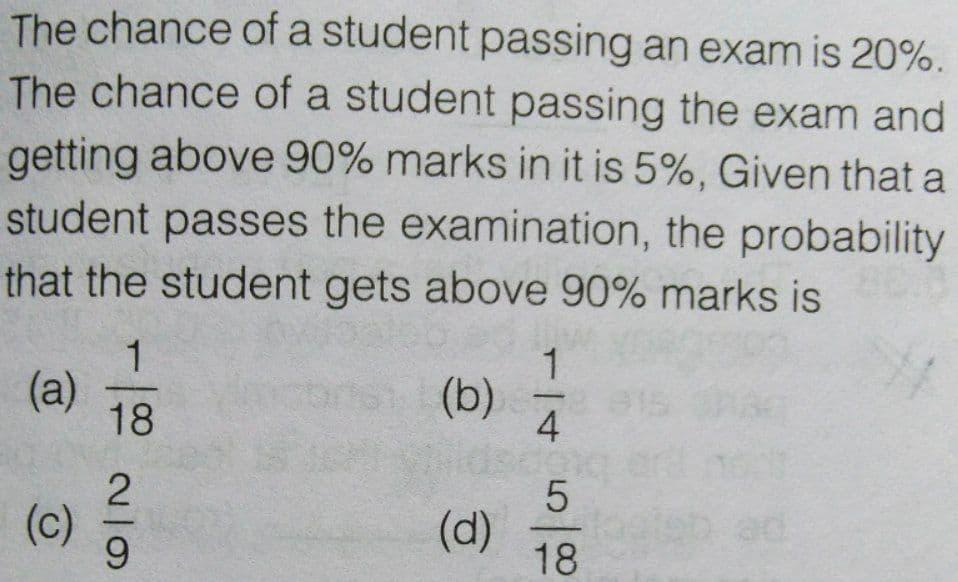 Solved The chance of a student passing an exam is 20%. The | Chegg.com