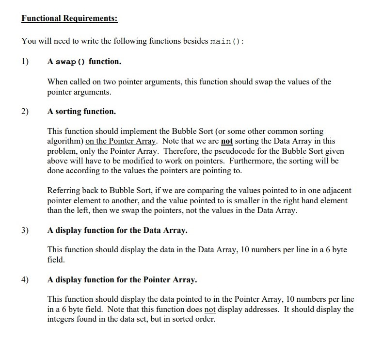 Solved C code help please, with pointers. Criteria listed | Chegg.com