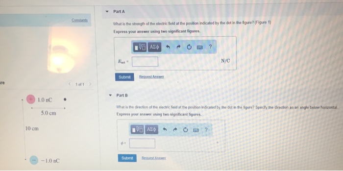 Solved Part A What is the strength of the electric field | Chegg.com