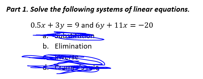 Solved Part 1. Solve The Following Systems Of Linear | Chegg.com