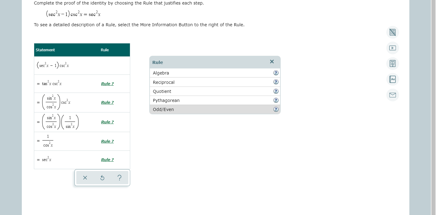Solved Complete the proof of the identity by choosing the | Chegg.com