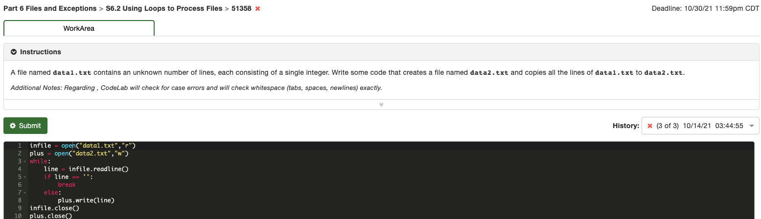 Solved Part 6 Files and Exceptions > S6.2 Using Loops to | Chegg.com