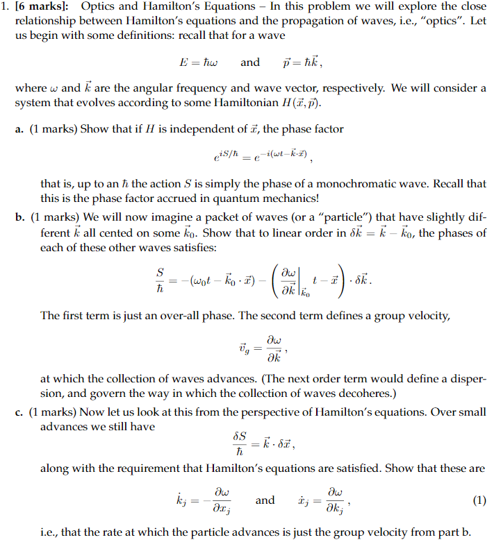 Solved 1. [6 marks]: Optics and Hamilton's Equations - In | Chegg.com