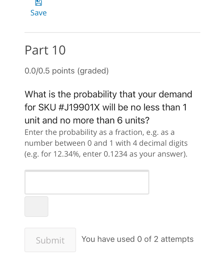 T Save Part 10 0.0/0.5 points (graded) What is the | Chegg.com