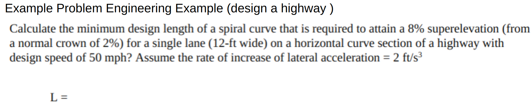 Solved Example Problem Engineering Example (design a | Chegg.com