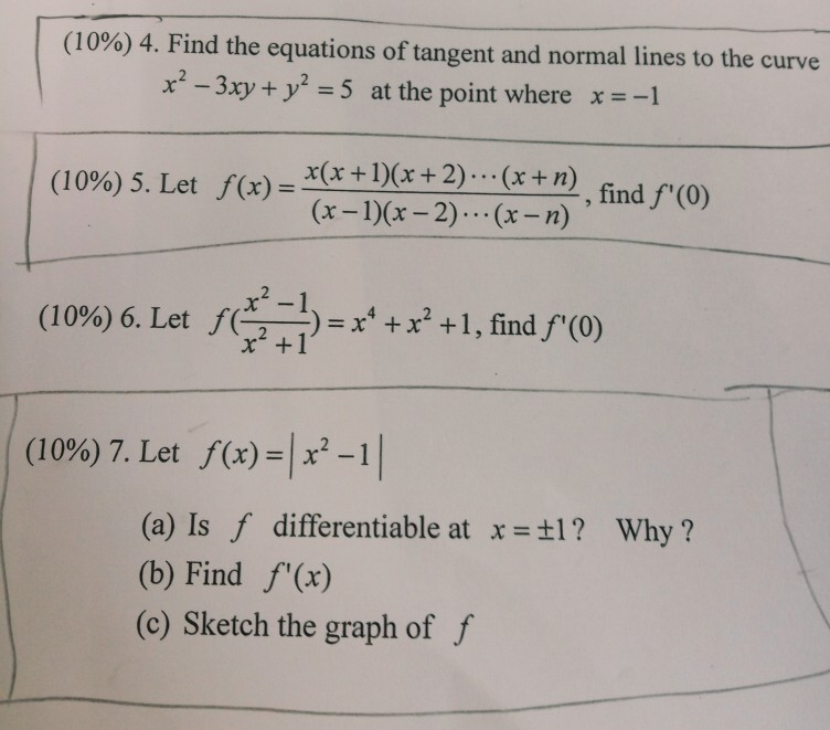 Solved 10 4 Find The Equations Of Tangent And Normal Chegg Com
