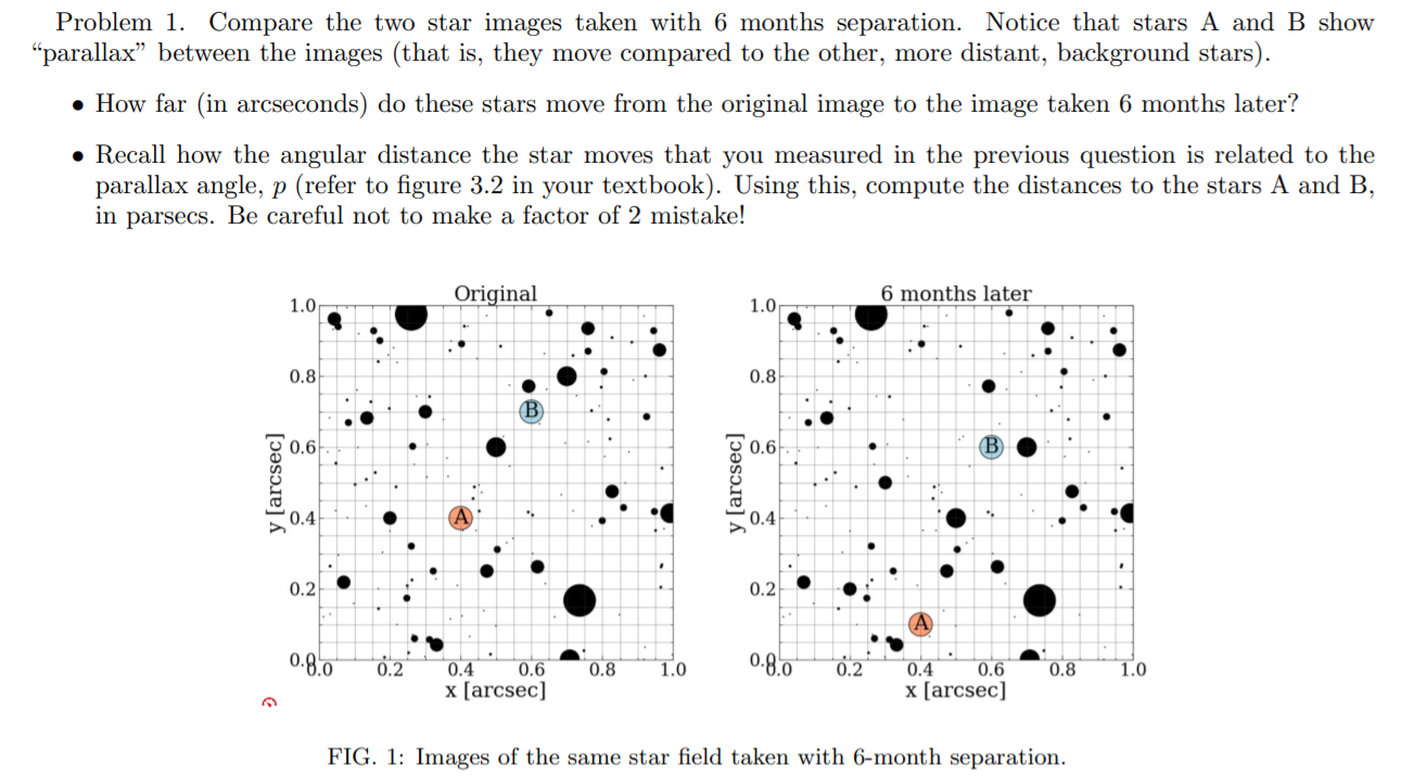 Compare the two-star images taken with 6 months | Chegg.com